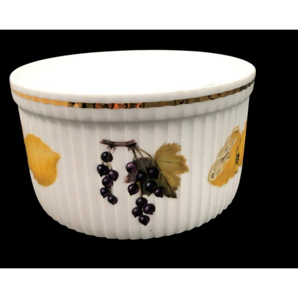 Royal Worcester Evesham Gold Souffle Baking Casserole Dish With Lemons & Berries